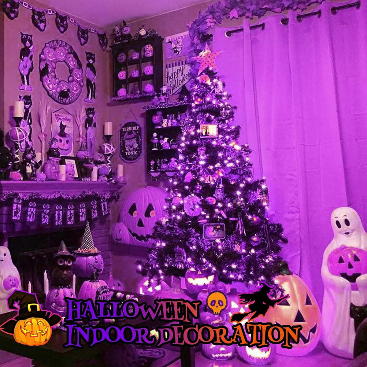 200 LED Connectable String Lights, 66FT Christmas Lights Outdoor Indoor | Purple, 13 Modes, Timer, Clear Wire Waterproof Twinkle Fairy Lights Plug in for Halloween Bedroom Patio Xmas Tree Decor
