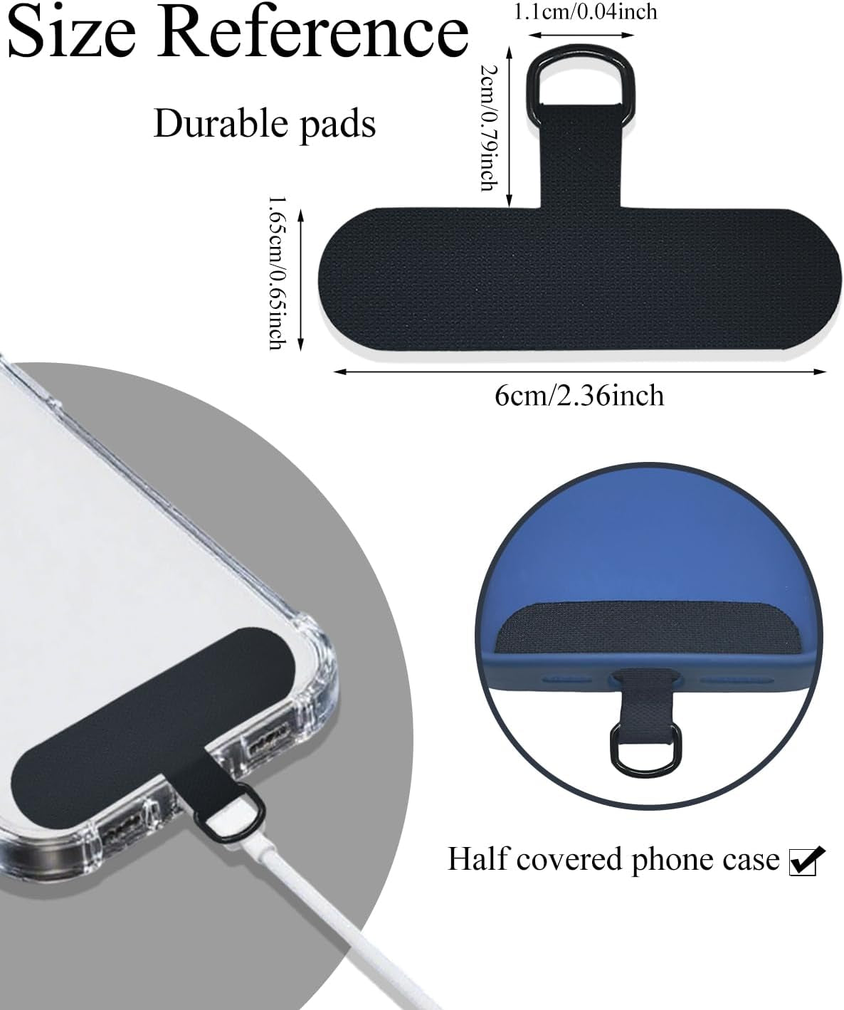 Phone Tether Tab, 4 Pcs Universal Phone Lanyard Tab Used with Crossbody Strap, for Cell Phone Cases