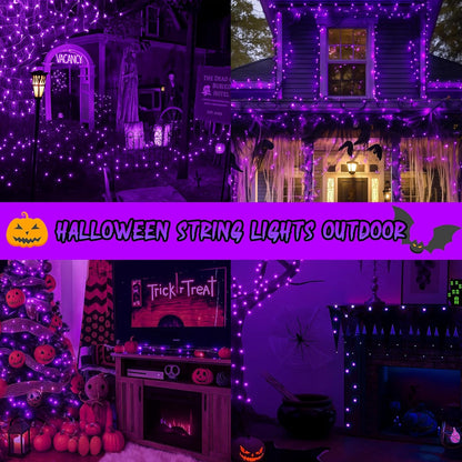 200 LED Connectable String Lights, 66FT Christmas Lights Outdoor Indoor | Purple, 13 Modes, Timer, Clear Wire Waterproof Twinkle Fairy Lights Plug in for Halloween Bedroom Patio Xmas Tree Decor
