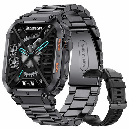 Outdoor Sports Fitness Smartwatch for Men 1.96 Inch Screen Bluetooth Calling Waterproof Watches Blood Oxygen Reloj Hombre