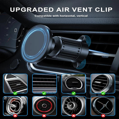 Upgraded 360° Rotatable Mag‑Safe Magnetic Car Phone Mount, Adjustable Air Vent Cell Phone Holder for Car Navigation