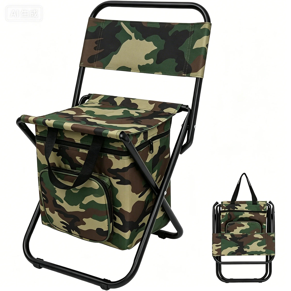 Green Large Portable Folding Camping Chair,Aluminum Alloy Bracket， Lightweight Backrest with Storage Bag, Heavy Duty Load Bearing Outdoor Seat for Camping, Hunting, Fishing, Hiking, Beach