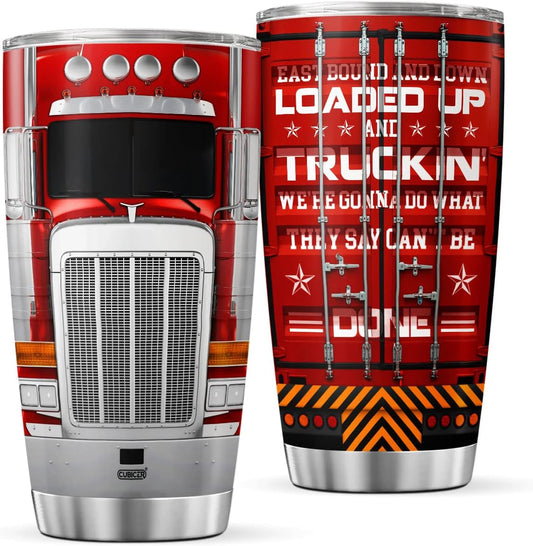 Truckers Coffee Mugs Tumbler Stainless Steel Tumblers Travel Insulated Mug Cup 20 Oz Decor Gifts for Dad Truck Lovers Drivers Men Trucker Driver on Christmas Accessories