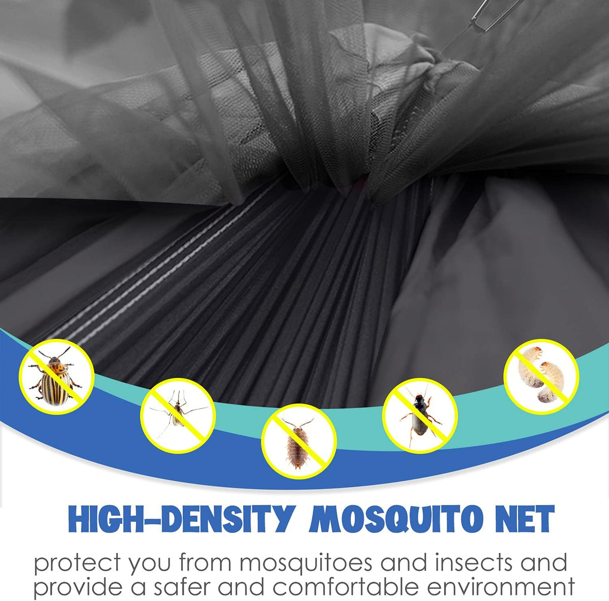 Camping Hammock - Camping Essentials, Double Hammock with Bug Net, Camping Gear Hammock for Outside, Hiking, and Travel (Gray)