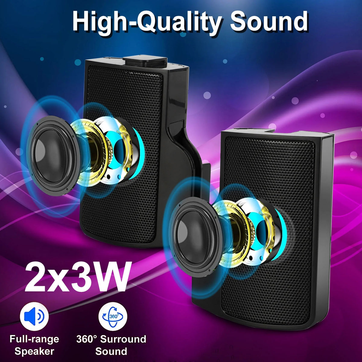 Computer Speakers for Laptop, Mini Clip-On Stereo Sound Bar USB Powered PC Speaker with Surround Bass, Volume Control, 3.5Mm Aux Wired Speaker for Desktop Monitor Notebook Tablets Smartphone