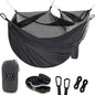 Camping Hammock - Camping Essentials, Double Hammock with Bug Net, Camping Gear Hammock for Outside, Hiking, and Travel (Gray)