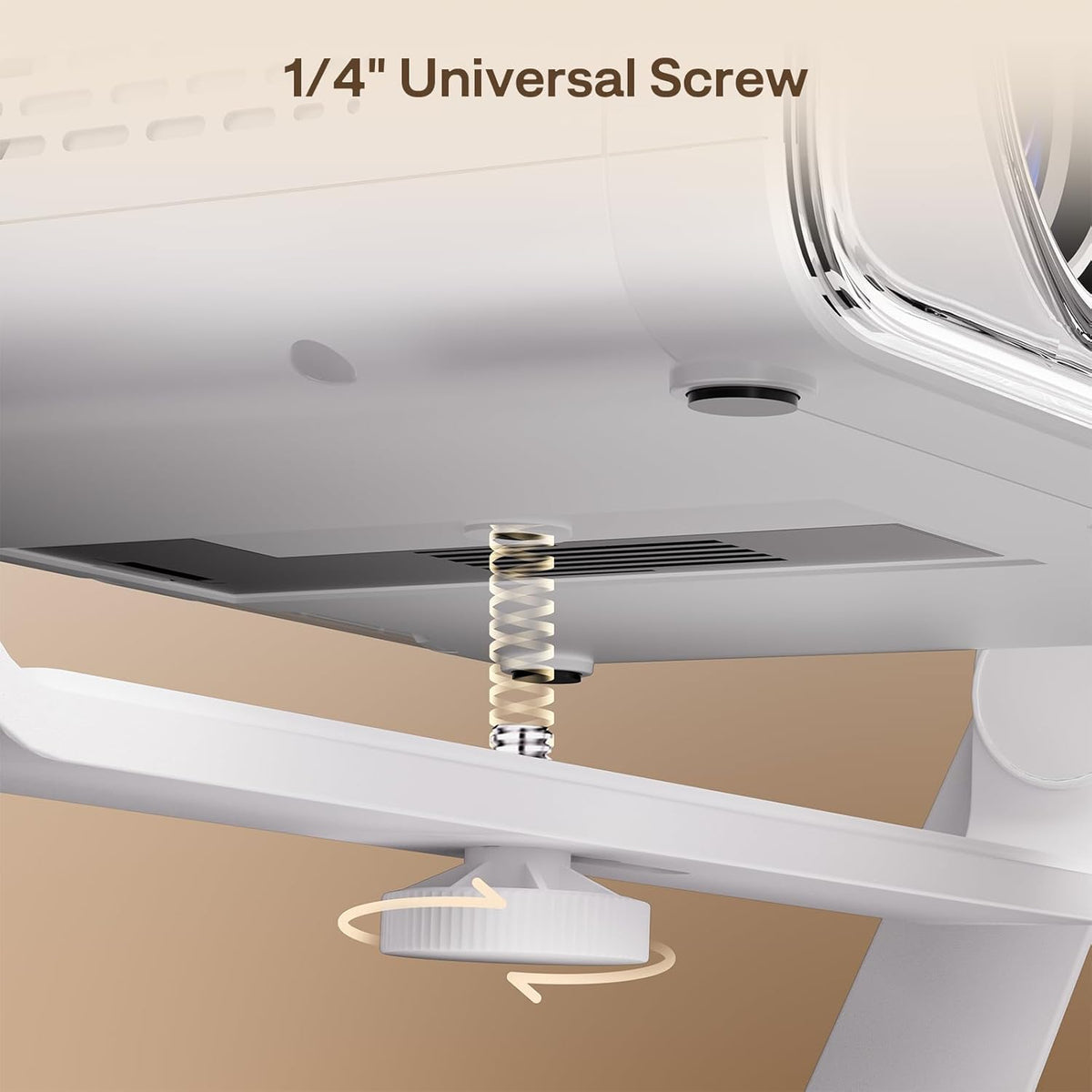 Multi-Angle Projector Stand, 180° Rotation, 1/4-Inch Screw, White | Easy Installation, Durable Build, Compatible with  EAZZE D1R, D1, D1G & Most Projectors, ¼-Inch Screw, Gimbal Stand