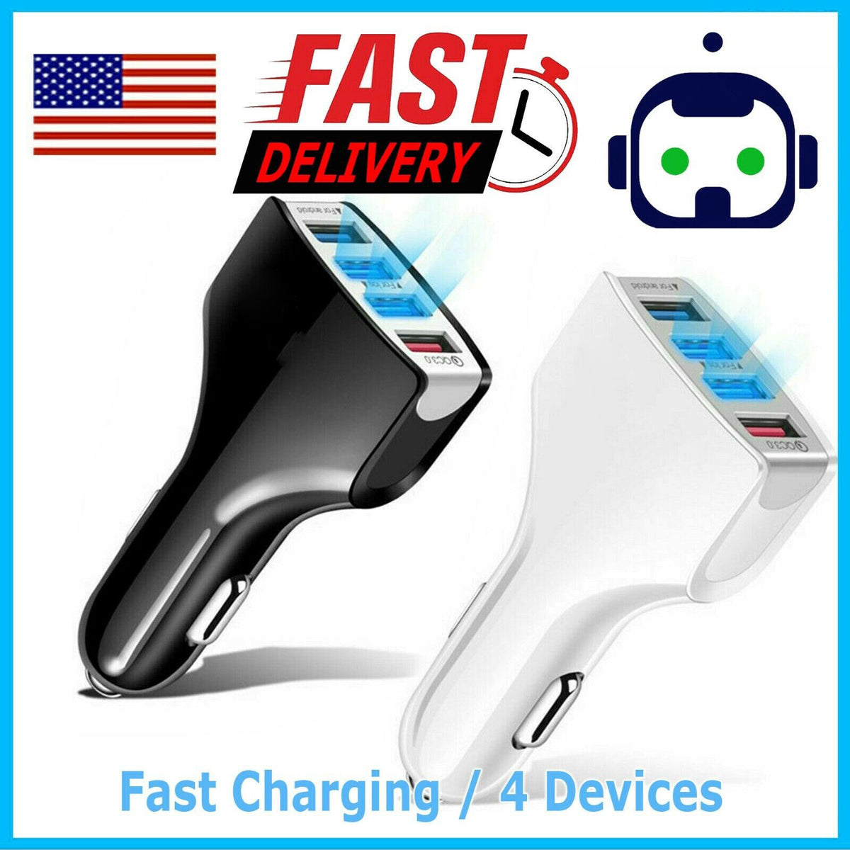 2 3 4 Port USB Fast Car Charger PD Adapter for Samsung Iphone Android Samsung