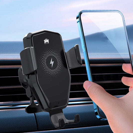 15W Fast Wireless Car Charger with Type-C Interface, Automatic Clamping Air Vent Phone Mount Holder, 360° Adjustable Rotation Car Navigation Charger for Iphone Samsung Android