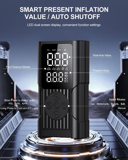 Tire Inflator Portable Air Compressor,180Psi & 20000Mah Cordless Car Air Pump