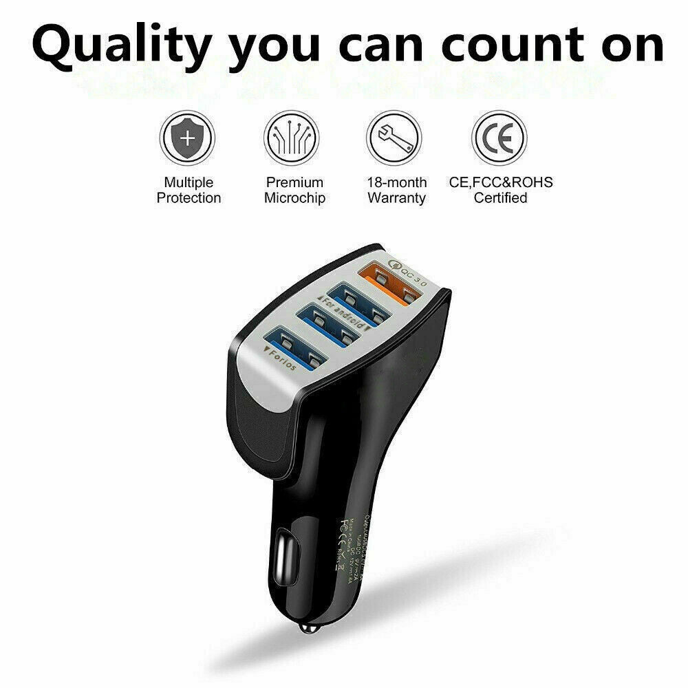 2 3 4 Port USB Fast Car Charger PD Adapter for Samsung Iphone Android Samsung