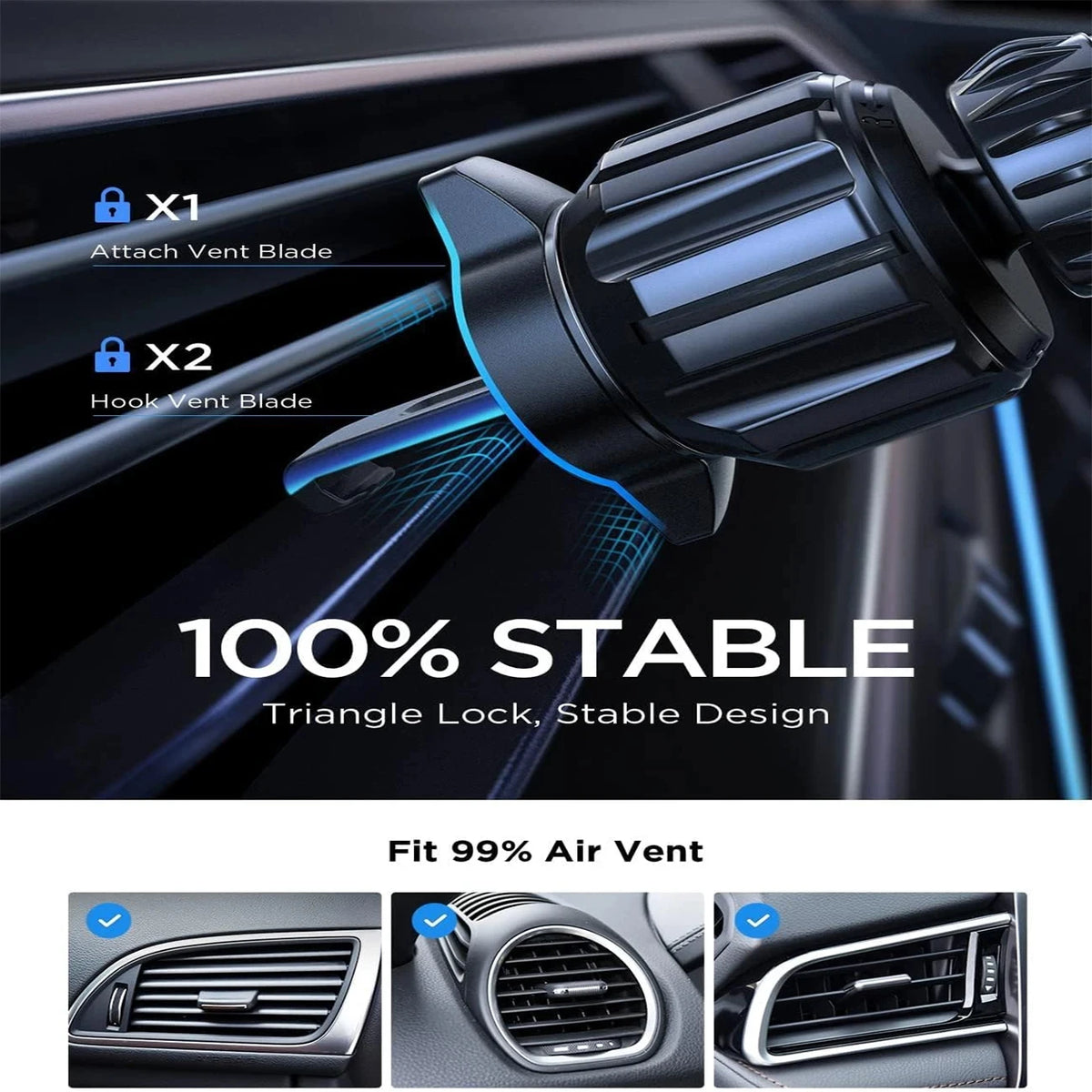 Upgraded 360° Rotatable Mag‑Safe Magnetic Car Phone Mount, Adjustable Air Vent Cell Phone Holder for Car Navigation