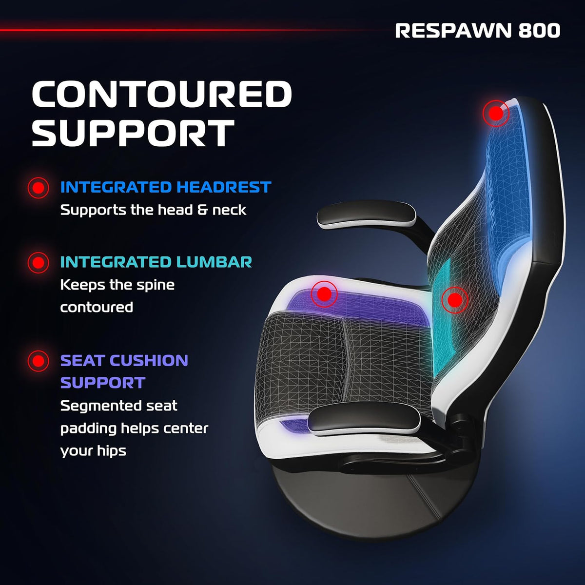 800 Console Rocker Gaming Chair, Swivel Seat with Lumbar Support | 360° Swivel Rocker Gaming Chair with Lumbar Support, Flip-Up Arms and Stable Base for Console Gaming or Reading.