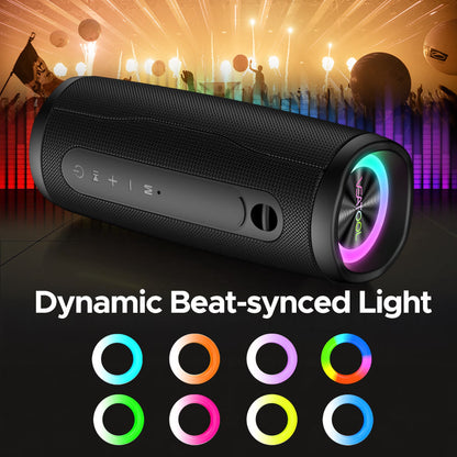Bluetooth Speaker, Wireless Portable Bluetooth Speaker with IPX7 Waterproof, up to 30H Playtime,30W Powerful Bass,Bt5.4,Led Lights,Tws Pairing for Home/Party/Outdoor/Beach,Birthday Gift