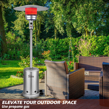 48,000 BTU Propane Patio Heater for Outdoor Use, round Table Outdoor Heater with Double-Layer Stainless Steel Burner, Wheels & Safety Shut-Off
