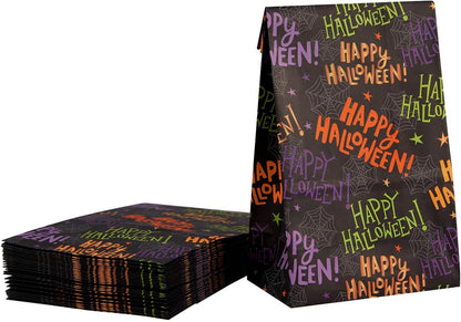 30-Pack Halloween Treat Bags for Kids Party Favor Bags, 9.1 X 5.1 X 3.1 Inch Paper Goodie Bags with Spider Web Design