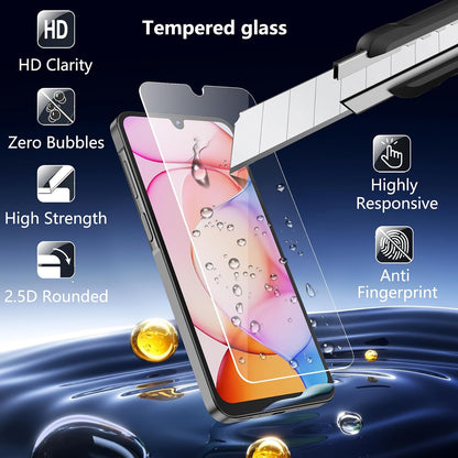 Phone Case for Samsung Galaxy A17 5G Case, Samsung A17 5G Case with Tempered Glass Screen Protector, Soft Flexible TPU Slim Fit Shockproof Phone Cover for Women Men Girl Boy (Clear-Flower)