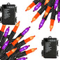 Battery Operated Halloween Lights, 2 Pack Total 100 LED 32 FT Orange and Purple Lights Outdoor, Waterproof Mini String Light with 8 Modes, Halloween Decorations for Indoor Patio Party Decor