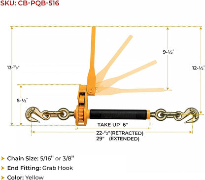 (4 Pack) 5/16-3/8 Peerless Quikbinder Tow Chain Ratchet Binder H5125-0658