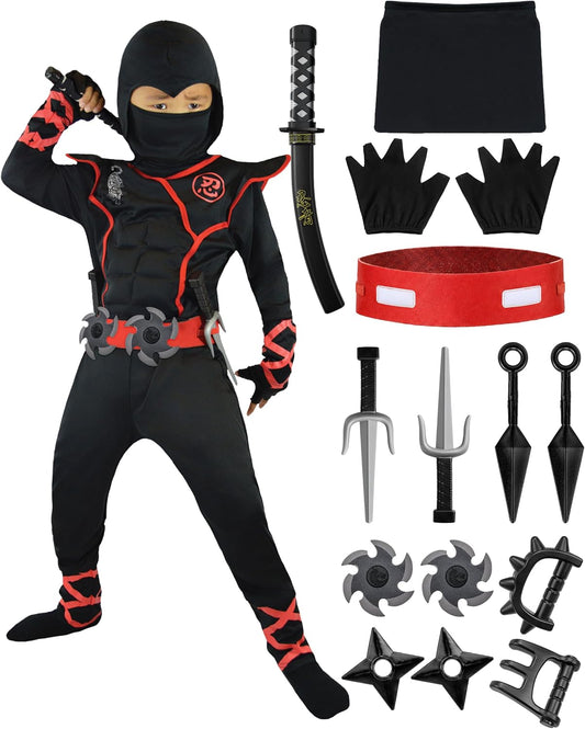 Halloween Ninja Costume, Ninja Outfit Set for Kids, Halloween Costumes for Boys Dress up Party