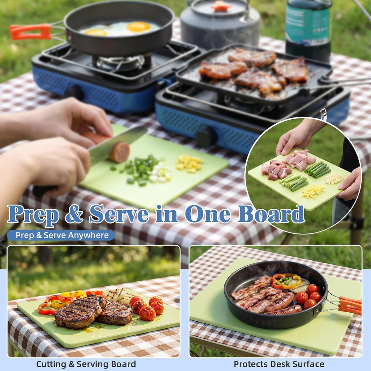 Camping Stove 2 Burner Foldable Propane Camping Stove with Cookware | 30000 BTU Perfect for Camping Backyard Tailgating,Portable Gas Stove with Cookware Set and Carry Bag, Outdoor Use,Blue