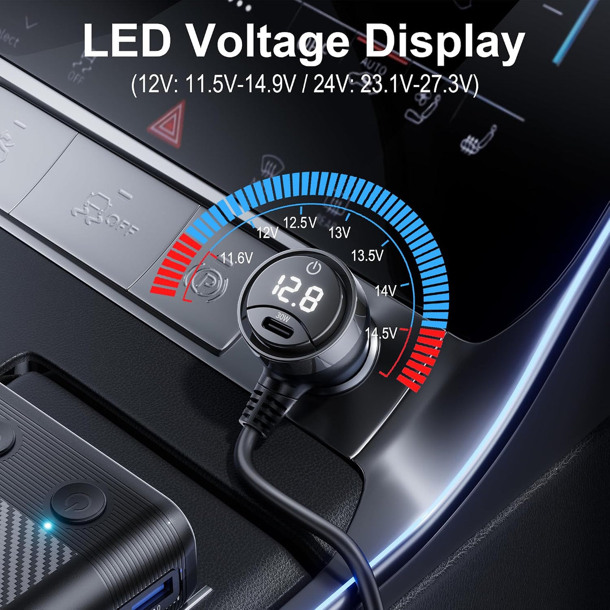 Cigarette Lighter Splitter 216W 4 Socket USB C Car Adapter | 216W PD30W & QC3.0 USB-C Fast Charge. 4 Sockets. 12V/24V. Independent Switches for Each Socket, Durable for Trucks/Cars.