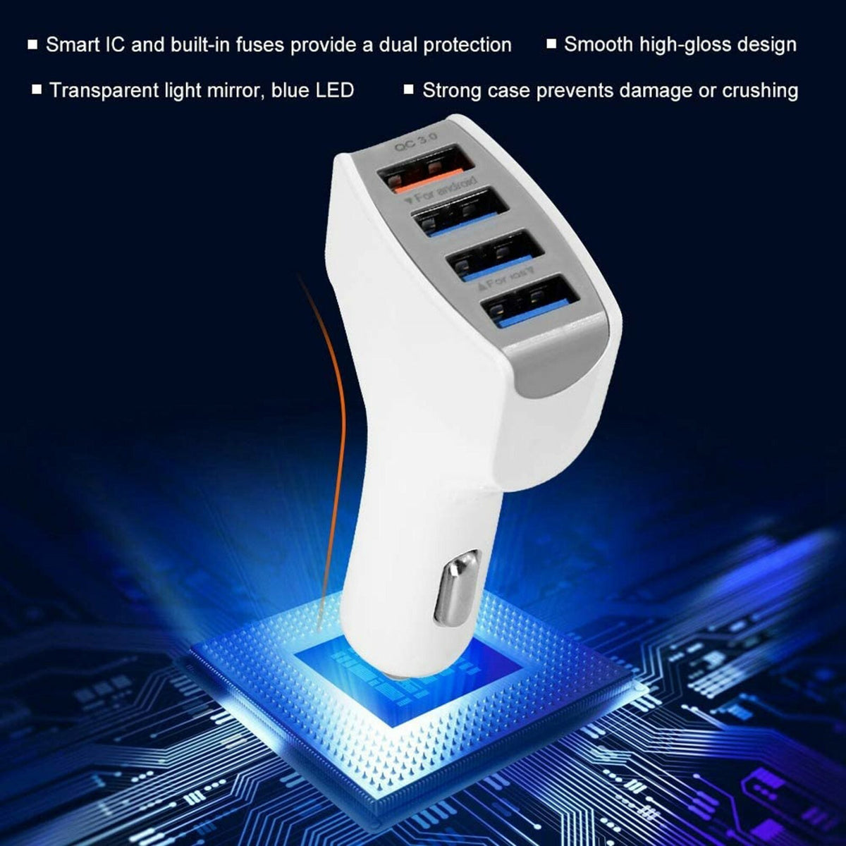 2 3 4 Port USB Fast Car Charger PD Adapter for Samsung Iphone Android Samsung