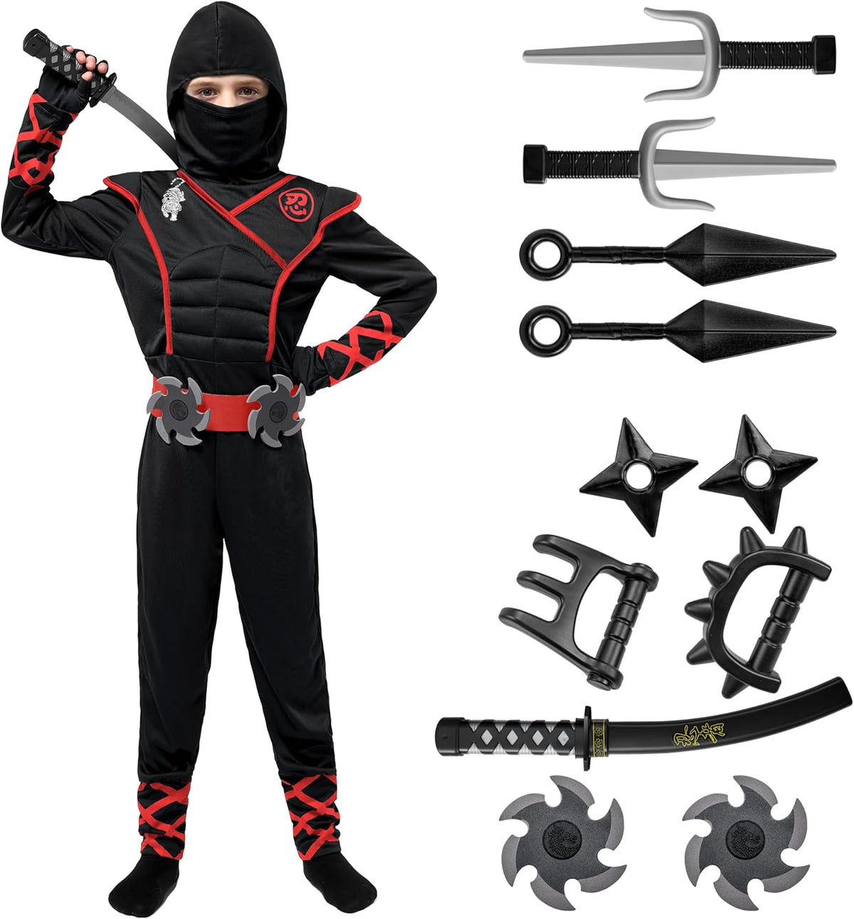 Halloween Ninja Costume, Ninja Outfit Set for Kids, Halloween Costumes for Boys Dress up Party