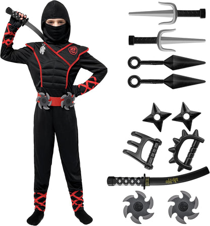 Halloween Ninja Costume, Ninja Outfit Set for Kids, Halloween Costumes for Boys Dress up Party
