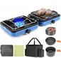 Camping Stove 2 Burner Foldable Propane Camping Stove with Cookware | 30000 BTU Perfect for Camping Backyard Tailgating,Portable Gas Stove with Cookware Set and Carry Bag, Outdoor Use,Blue