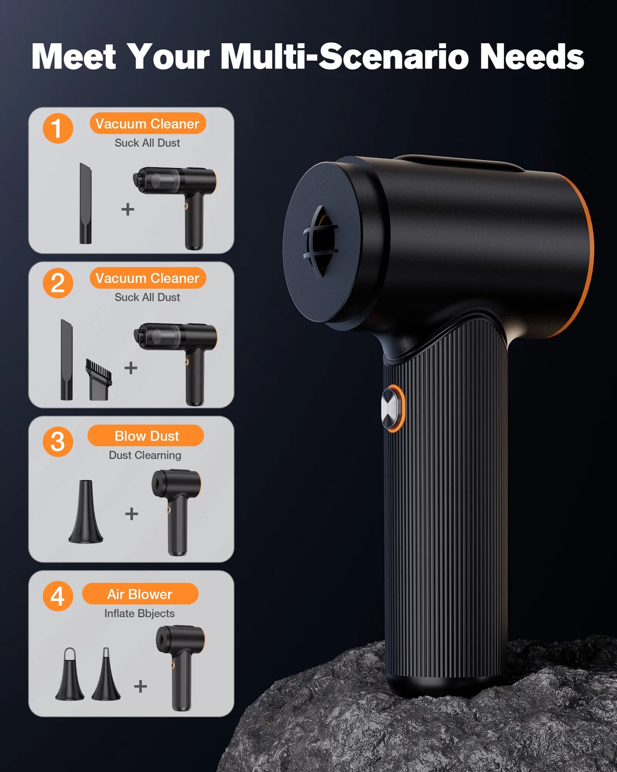 Portable Car Vacuum, Handheld Vacuum Cleaner with Brushless Motor, Car Handheld Vacuum for Home, Car, Office