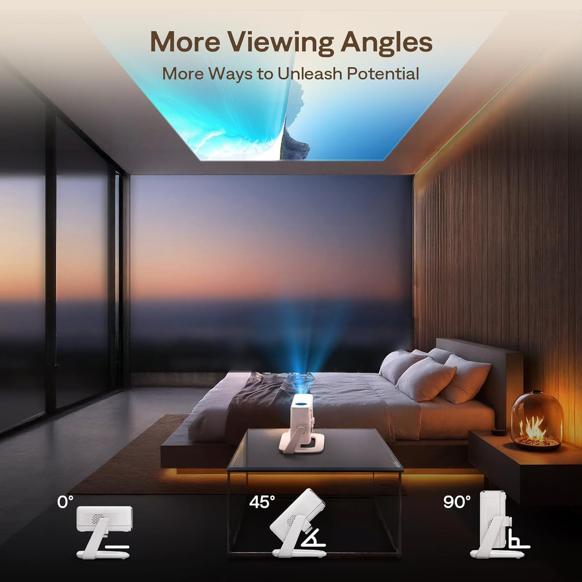 Multi-Angle Projector Stand, 180° Rotation, 1/4-Inch Screw, White | Easy Installation, Durable Build, Compatible with  EAZZE D1R, D1, D1G & Most Projectors, ¼-Inch Screw, Gimbal Stand