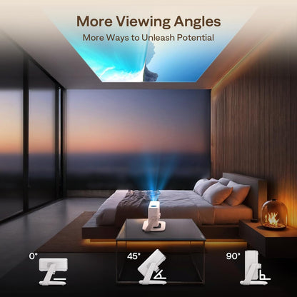 Multi-Angle Projector Stand, 180° Rotation, 1/4-Inch Screw, White | Easy Installation, Durable Build, Compatible with  EAZZE D1R, D1, D1G & Most Projectors, ¼-Inch Screw, Gimbal Stand