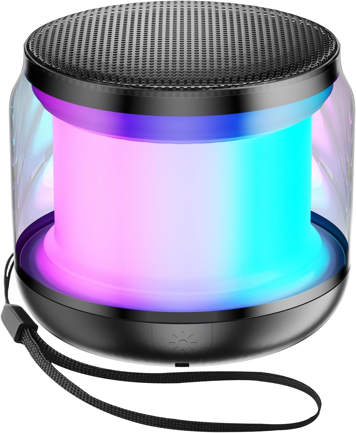 Mini Portable Bluetooth Speaker, TWS Pairing Bass LED Lights, Rechargeable | Long Playtime, Stereo Sound, BT 5.3, Home & Outdoor, AUX Input, TF Card, Lanyard, Christmas Birthday Gifts for Men Women Kids