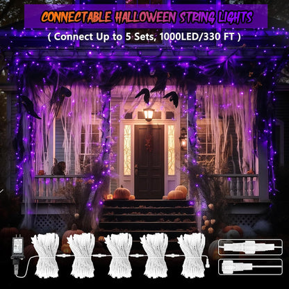 200 LED Connectable String Lights, 66FT Christmas Lights Outdoor Indoor | Purple, 13 Modes, Timer, Clear Wire Waterproof Twinkle Fairy Lights Plug in for Halloween Bedroom Patio Xmas Tree Decor
