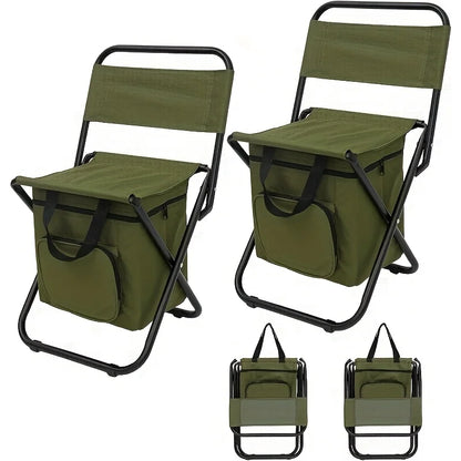Green Large Portable Folding Camping Chair,Aluminum Alloy Bracket， Lightweight Backrest with Storage Bag, Heavy Duty Load Bearing Outdoor Seat for Camping, Hunting, Fishing, Hiking, Beach
