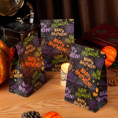 30-Pack Halloween Treat Bags for Kids Party Favor Bags, 9.1 X 5.1 X 3.1 Inch Paper Goodie Bags with Spider Web Design