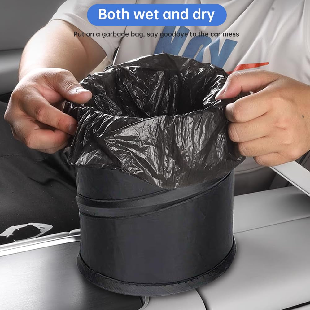 2PCS Car Trash Can - Mini Collapsible Pop-Up Car Garbage Can | Waterproof Hanging Car Trash Bag W/Elastic Band,Portable Garbage Bin for Car/Home,Travel