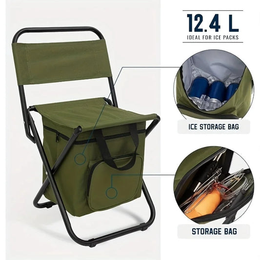 Green Large Portable Folding Camping Chair,Aluminum Alloy Bracket， Lightweight Backrest with Storage Bag, Heavy Duty Load Bearing Outdoor Seat for Camping, Hunting, Fishing, Hiking, Beach