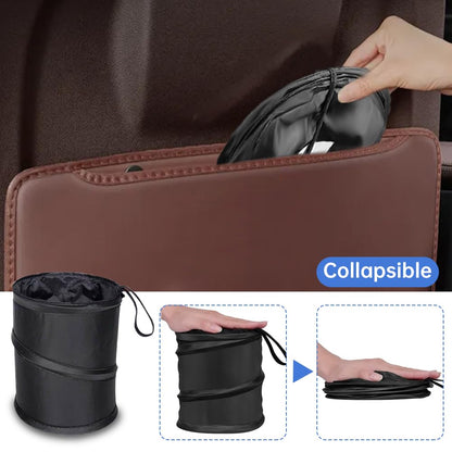 2PCS Car Trash Can - Mini Collapsible Pop-Up Car Garbage Can | Waterproof Hanging Car Trash Bag W/Elastic Band,Portable Garbage Bin for Car/Home,Travel