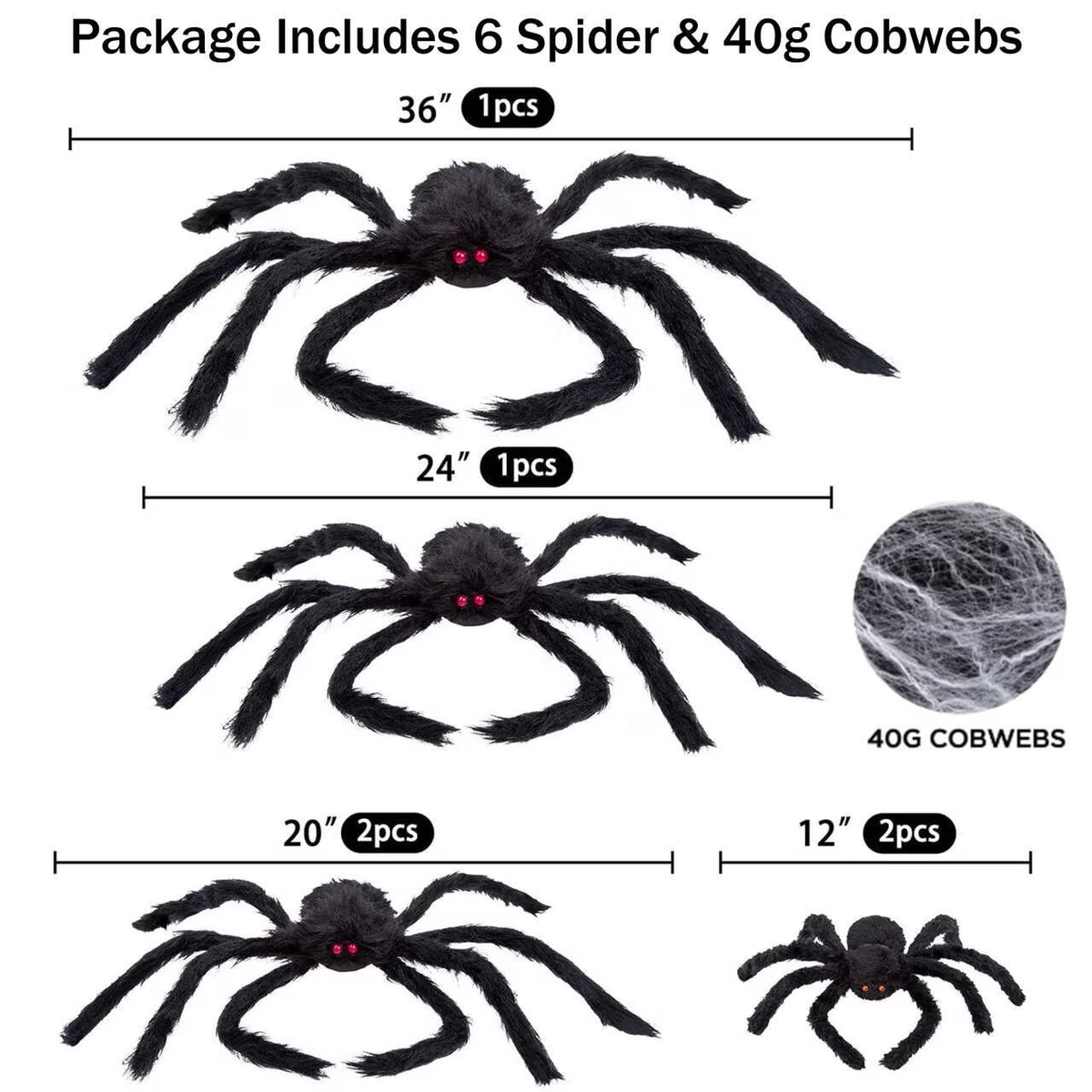 Halloween Spider Decorations, 7 Pack Scary Spider Props Cobwebs Halloween Outdoor Indoor Party Yard Decor