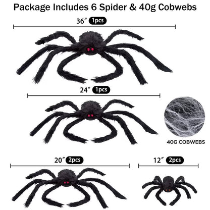 Halloween Spider Decorations, 7 Pack Scary Spider Props Cobwebs Halloween Outdoor Indoor Party Yard Decor