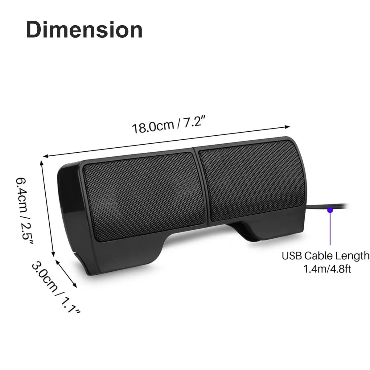 Computer Speakers for Laptop, Mini Clip-On Stereo Sound Bar USB Powered PC Speaker with Surround Bass, Volume Control, 3.5Mm Aux Wired Speaker for Desktop Monitor Notebook Tablets Smartphone