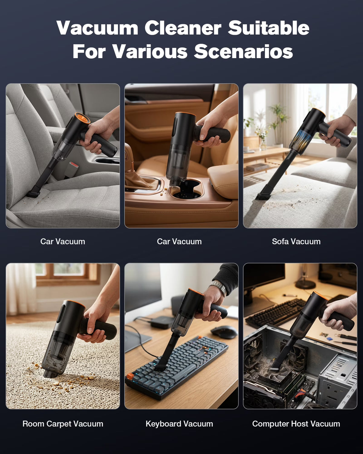 Portable Car Vacuum, Handheld Vacuum Cleaner with Brushless Motor, Car Handheld Vacuum for Home, Car, Office