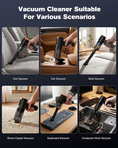 Portable Car Vacuum, Handheld Vacuum Cleaner with Brushless Motor, Car Handheld Vacuum for Home, Car, Office