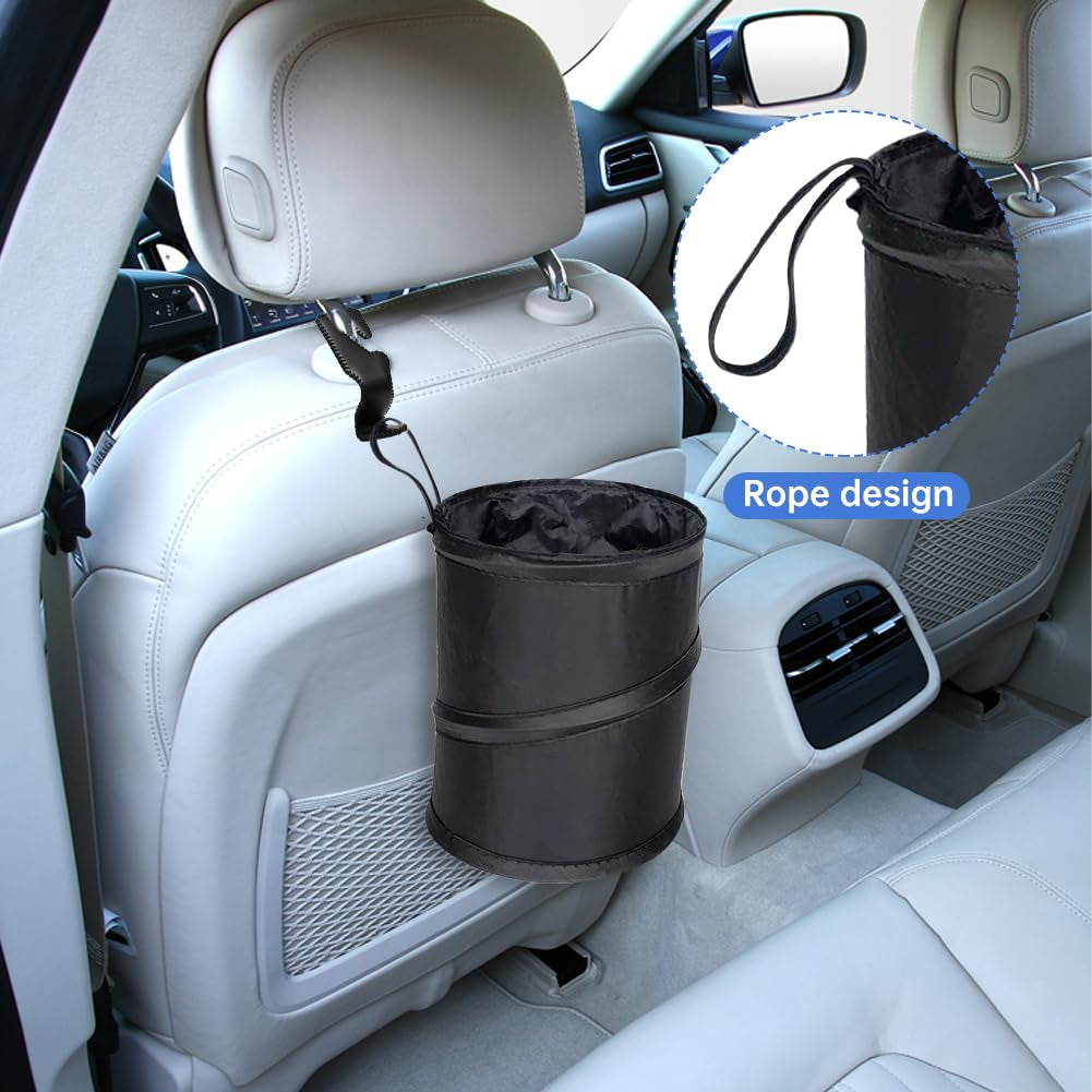 2PCS Car Trash Can - Mini Collapsible Pop-Up Car Garbage Can | Waterproof Hanging Car Trash Bag W/Elastic Band,Portable Garbage Bin for Car/Home,Travel