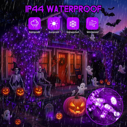 200 LED Connectable String Lights, 66FT Christmas Lights Outdoor Indoor | Purple, 13 Modes, Timer, Clear Wire Waterproof Twinkle Fairy Lights Plug in for Halloween Bedroom Patio Xmas Tree Decor