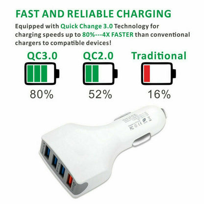 2 3 4 Port USB Fast Car Charger PD Adapter for Samsung Iphone Android Samsung