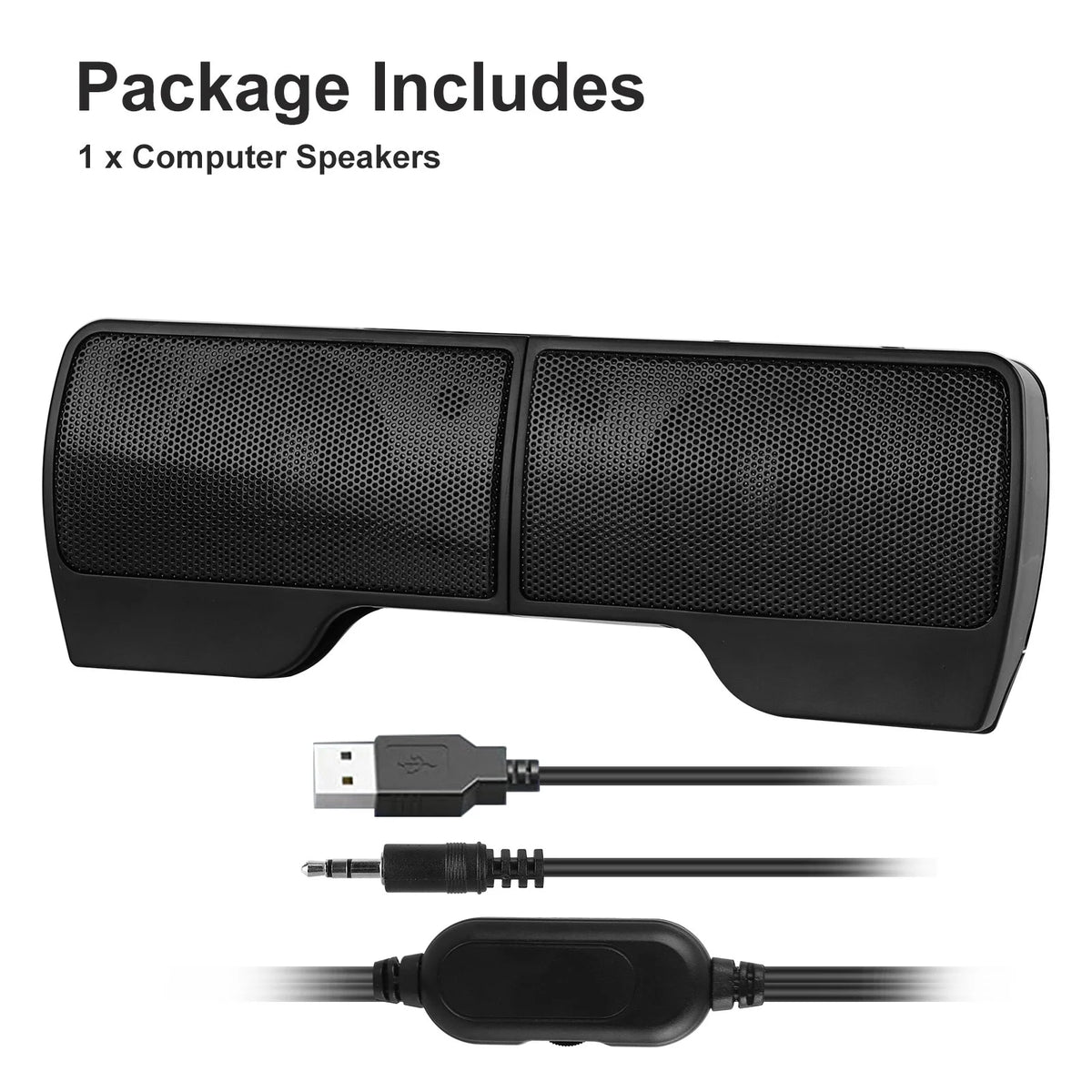 Computer Speakers for Laptop, Mini Clip-On Stereo Sound Bar USB Powered PC Speaker with Surround Bass, Volume Control, 3.5Mm Aux Wired Speaker for Desktop Monitor Notebook Tablets Smartphone