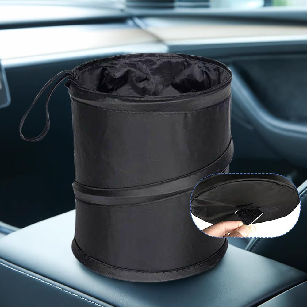 2PCS Car Trash Can - Mini Collapsible Pop-Up Car Garbage Can | Waterproof Hanging Car Trash Bag W/Elastic Band,Portable Garbage Bin for Car/Home,Travel